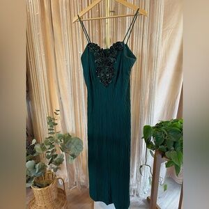 Vintage David Rose Emerald Green Dress with Beaded Detail and Jacket